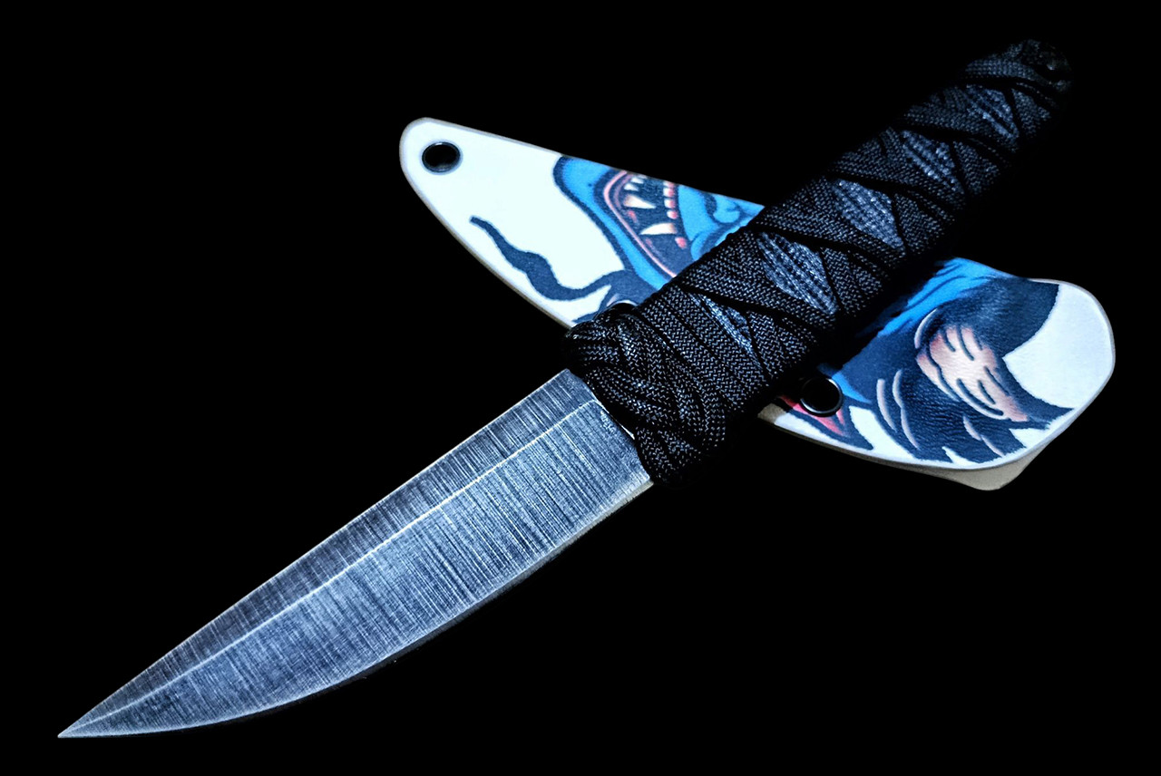 Ecos Knives 8.5" Custom Kwaiken  Blue & Black wrap with Turks Head