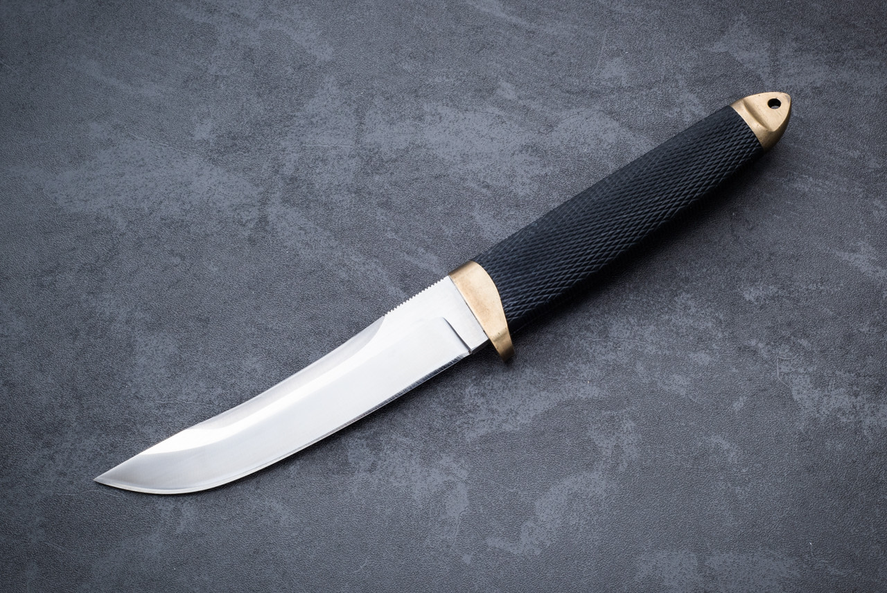 Cold Steel Outdoorsman Prototype 1 of 1 Hunting Fixed Blade Knife Satin w/ Black Kraton Handle Made in USA