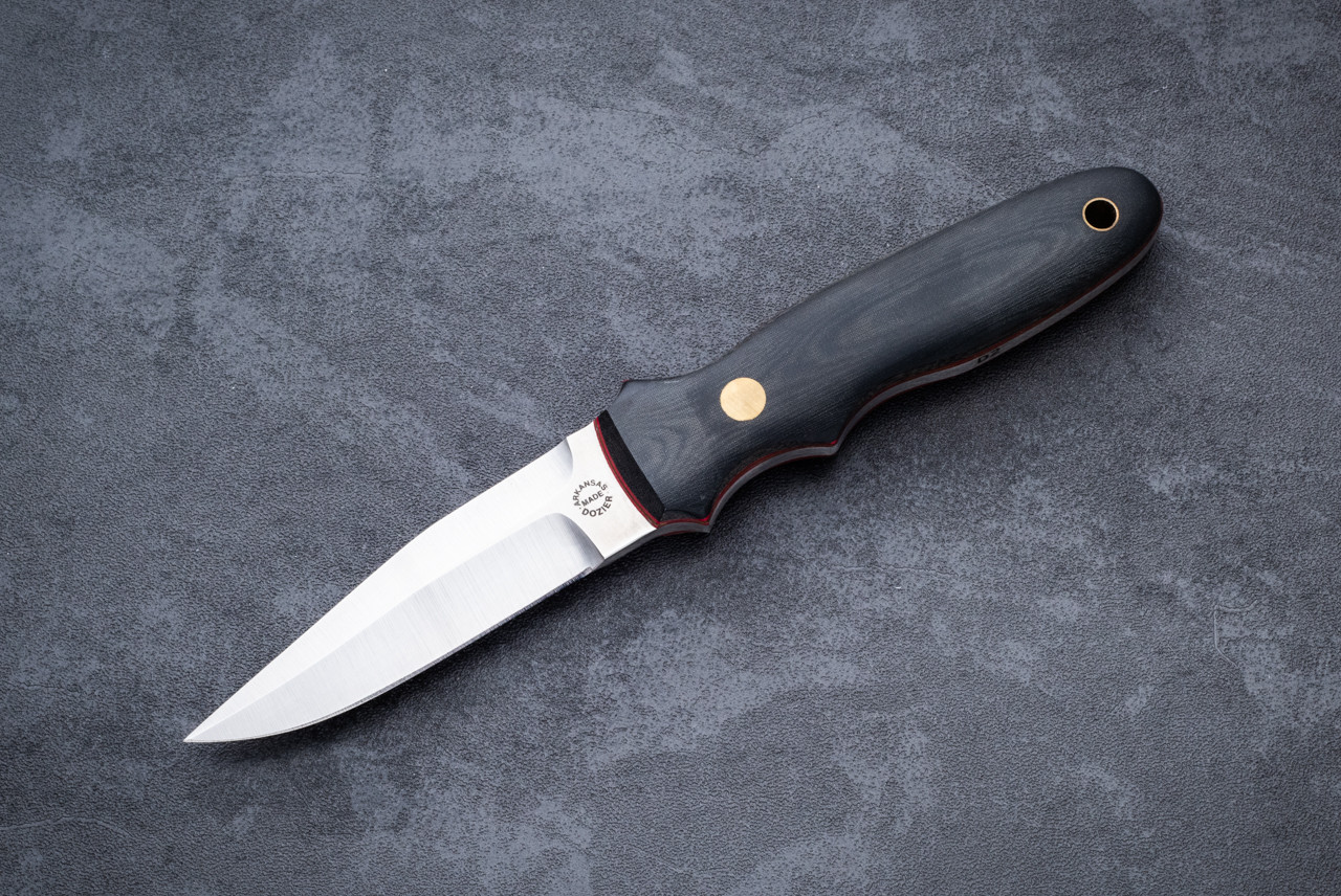 Dozier Knives KM-6 Toothpick Fixed Blade Satin w/ Black / Green Micarta Handle and Sheath