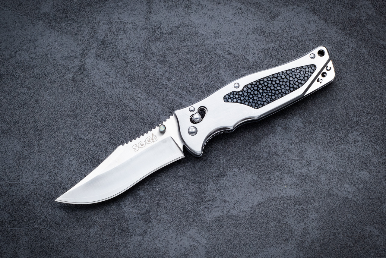 小物 reirawongg SOG Knives Vintage Japan X-Ray Vision Folding Knife Bead Blasted