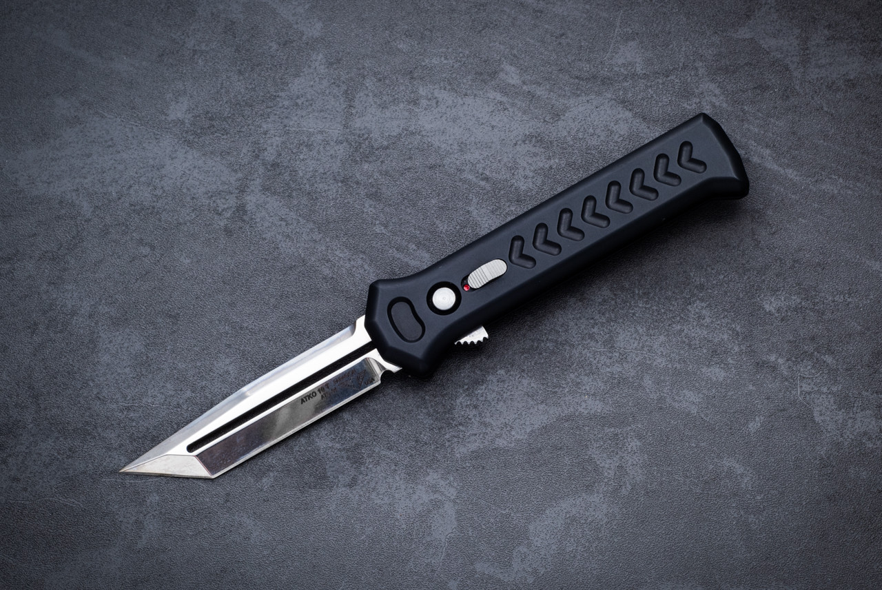 Paragon Cutlery Company ATKO 10 T OTF Automatic Knife Satin w/ Black Aluminum Handle