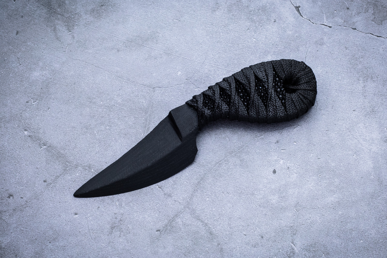 Revenant Corps Grosbeak Fixed Blade Knife Black G-10 Wrapped Cord Rayskin Handle w/ Sheath and Clip