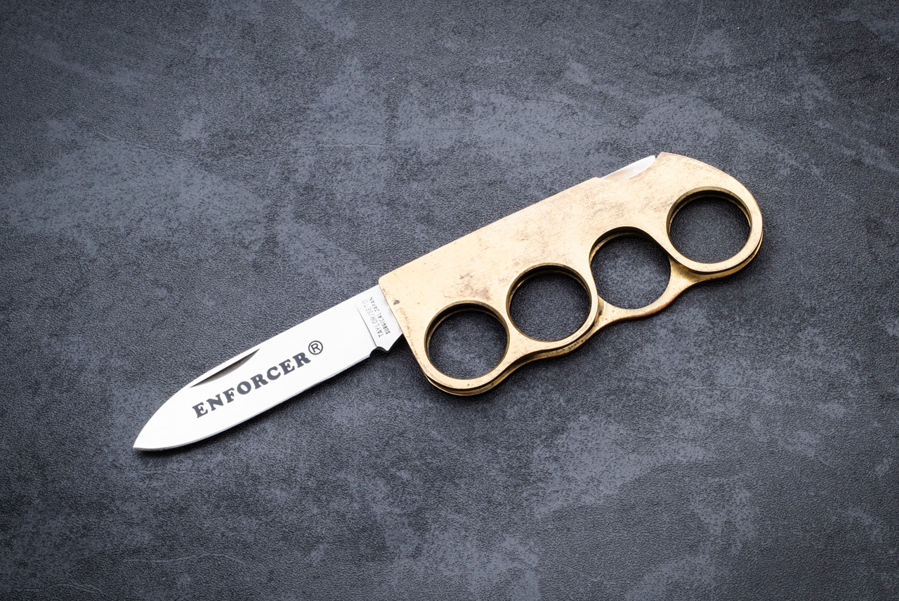 Taylor Cutlery / Seto Knives Enforcer Satin Blade w/ Knuckle Brass Handle 1982 