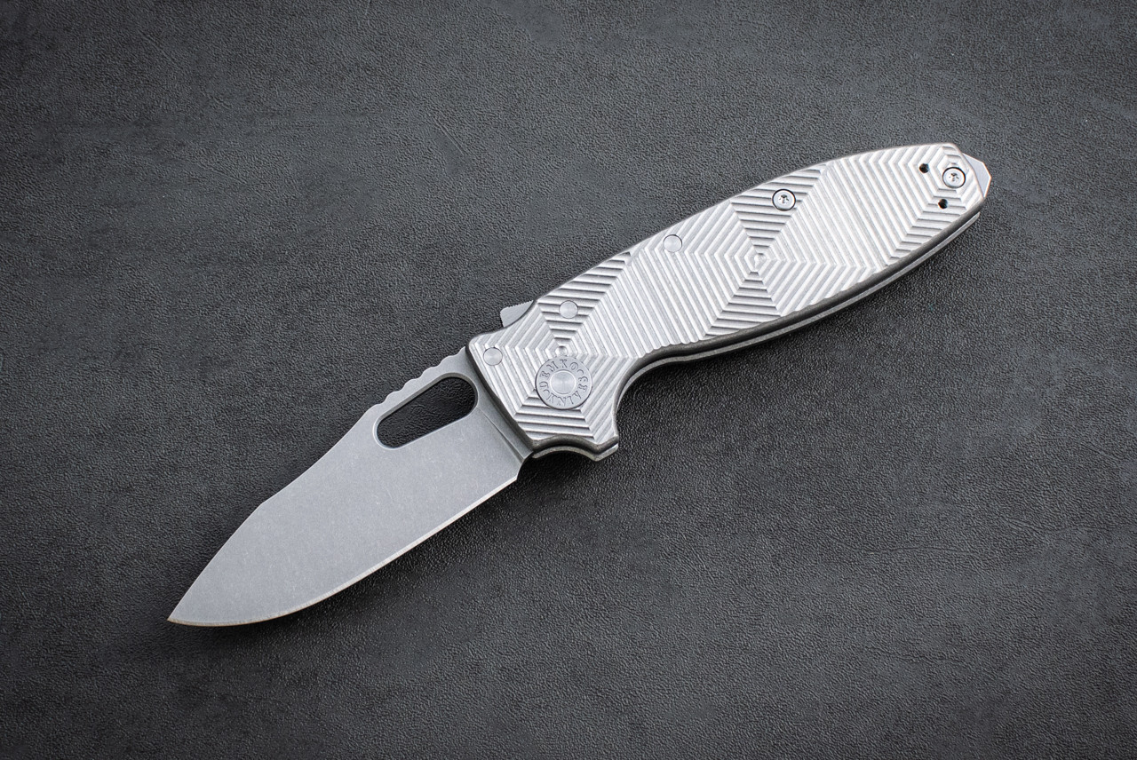 Demko Knives Shark-A-Tac Folding Knife Shark Lock MagnaCut Stonewashed Blade w/ Textured Titanium Handles - Soft Touch
