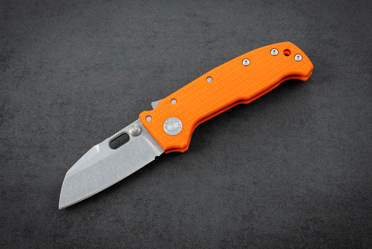 Demko Knives AD20 Compact Folding Knife Shark Lock Whale Shark MagnaCut Batwing Stonewashed Blade w/ Orange G-10 Handles