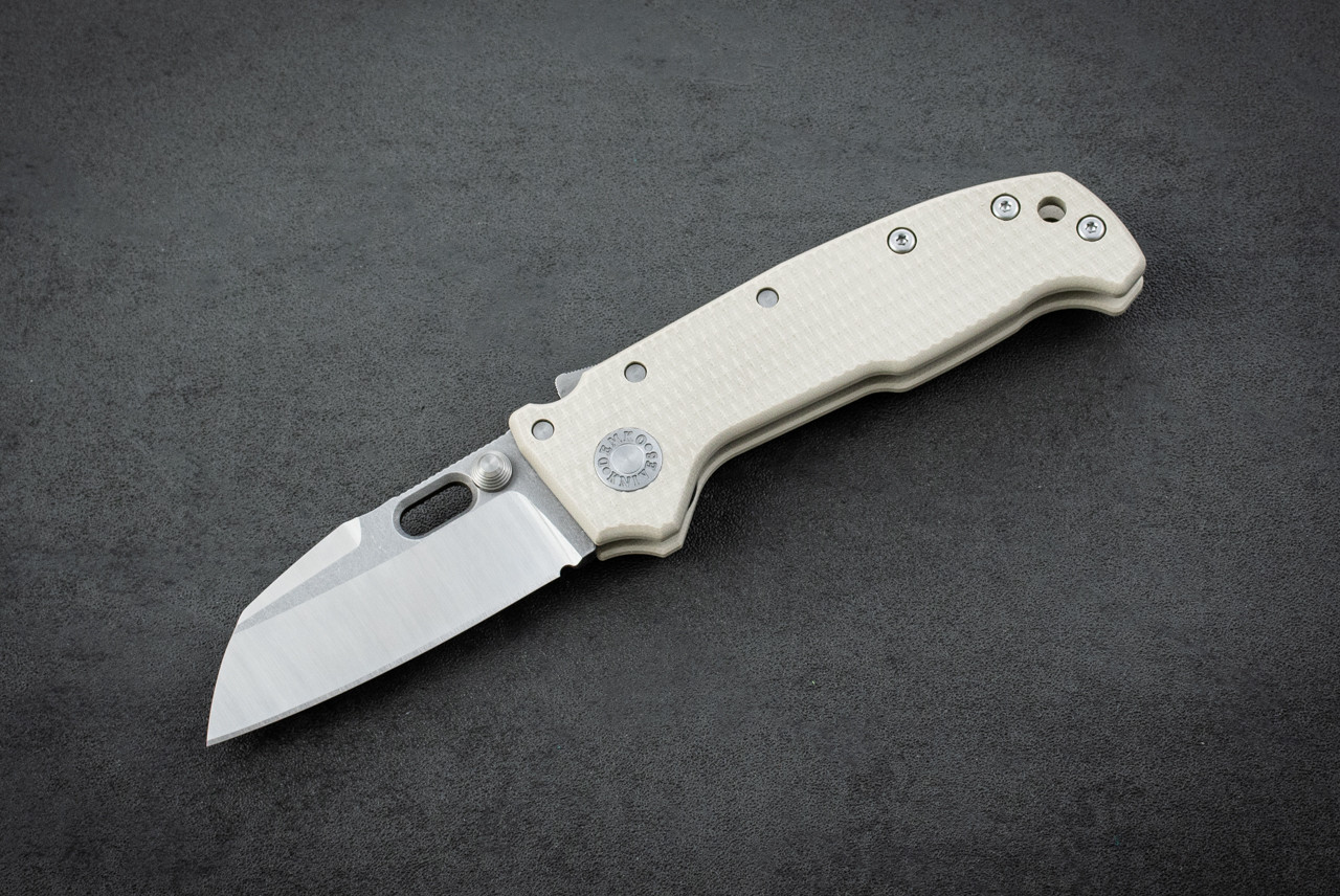 Demko Knives AD20 Compact Folding Knife Shark Lock Whale Shark MagnaCut Batwing 2-Tone Raw Blade w/ Tan G-10 Handles
