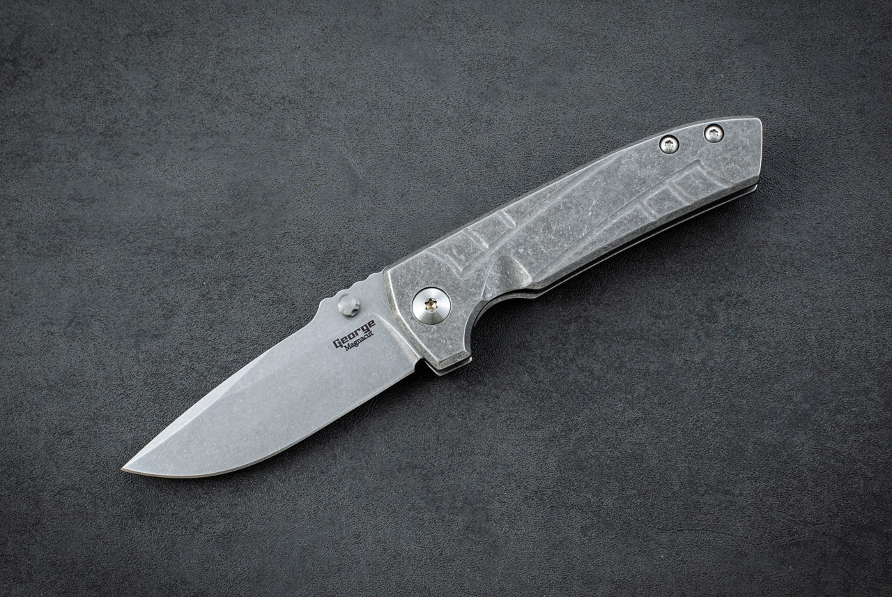 Les George Knives VECP Frame Lock MagnaCut Stonewashed Blade w