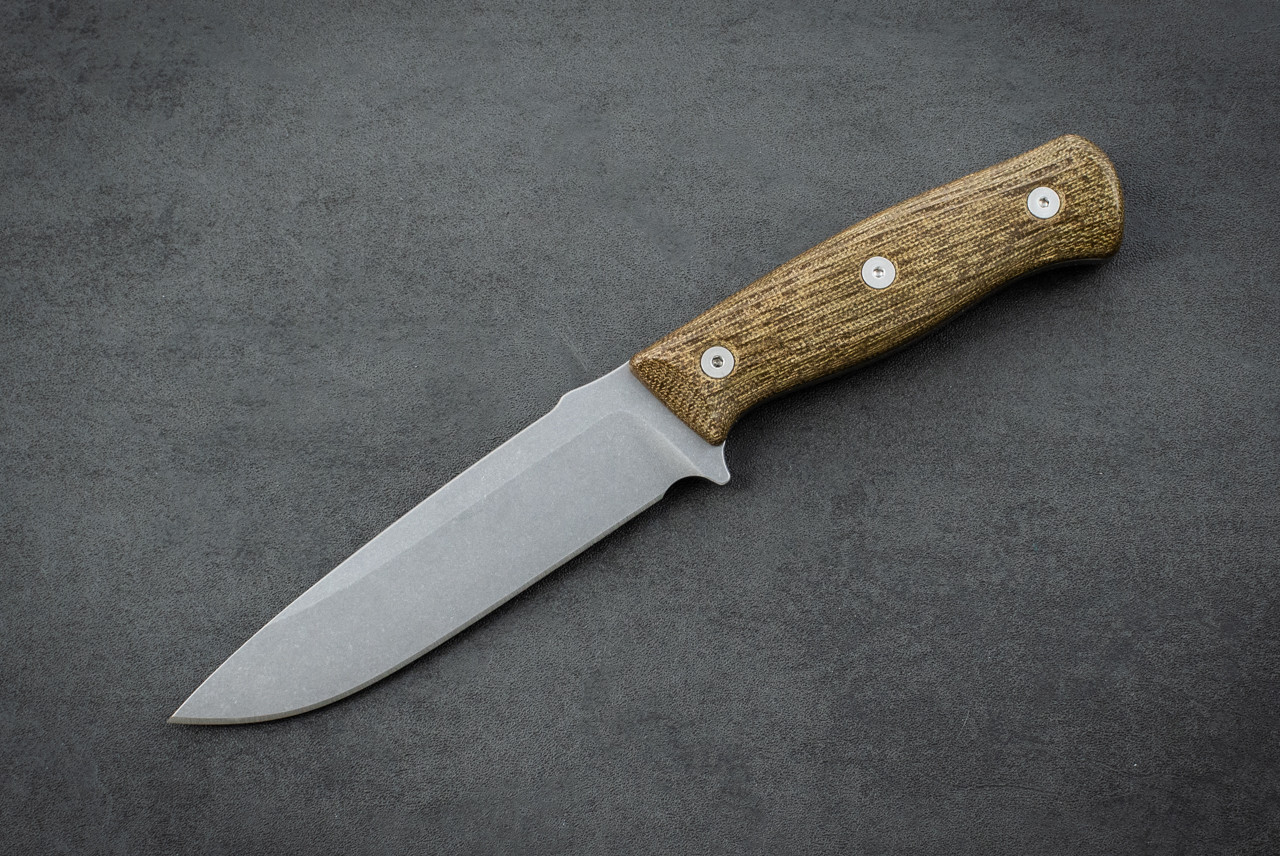 Carothers Performance Knives Basic 5" Field Knife MagnaCut Stonewash Blade w/ OD Green Canvas Micarta Handle and Stainless Steel Hardware