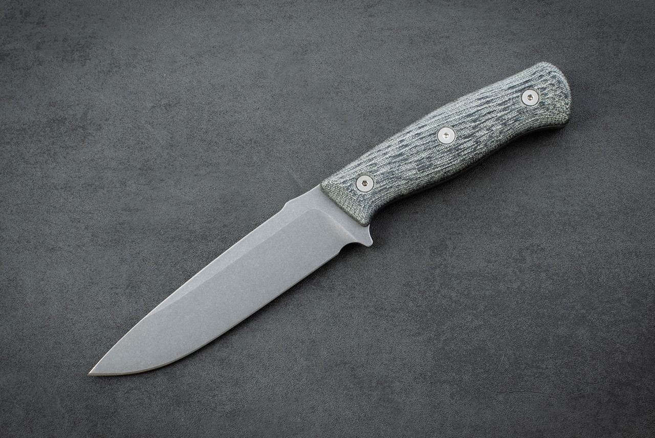Carothers Performance Knives Basic 5" Field Knife MagnaCut Stonewash Blade w/ Black Canvas Micarta Handle and Stainless Steel Hardware