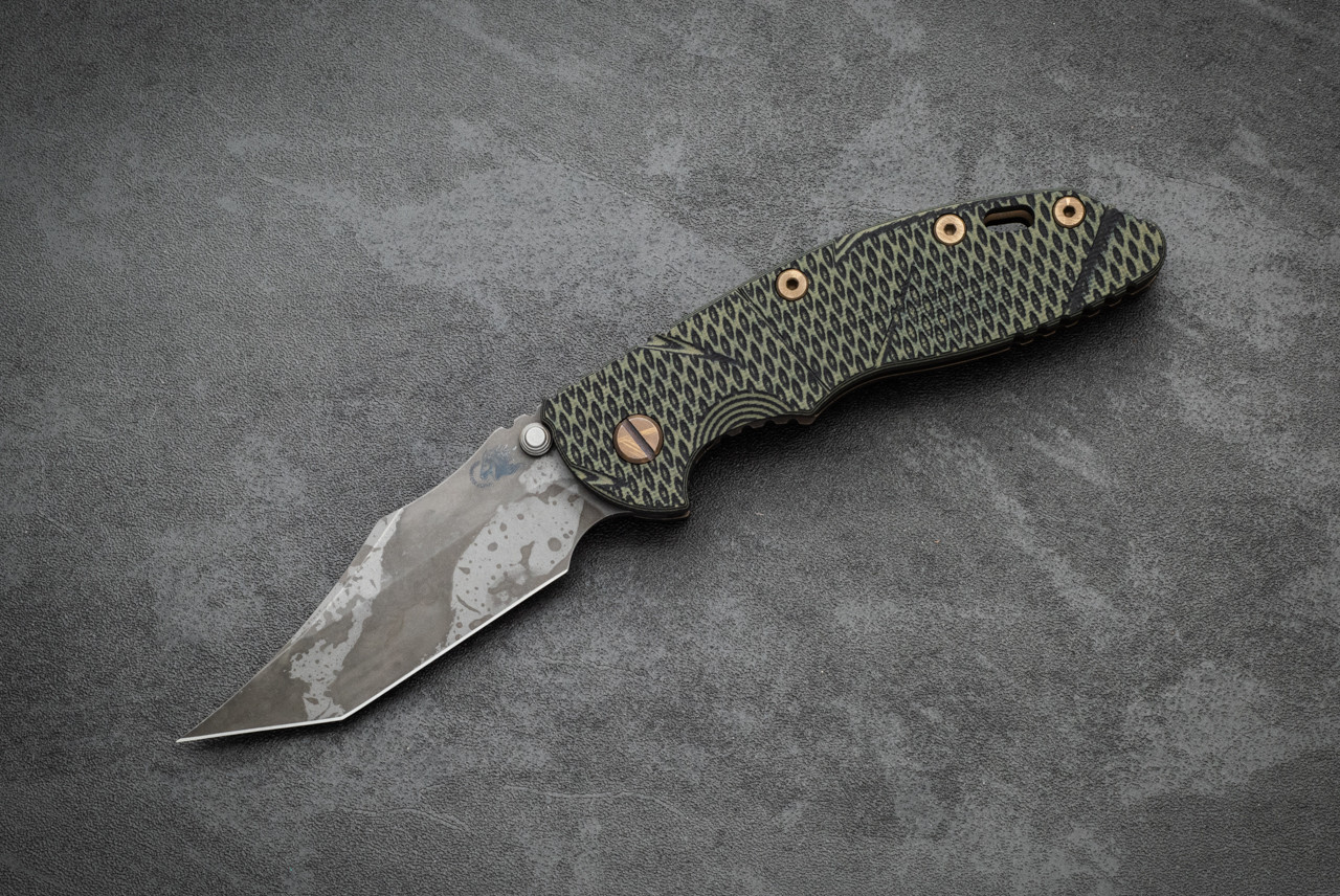 Rick Hinderer Knives XM-18 3.5" Aggressor Non-Flipper MagnaCut BFPU Blade and Frame Lock w/ Green / Black G-10 Handle  - BPU1440