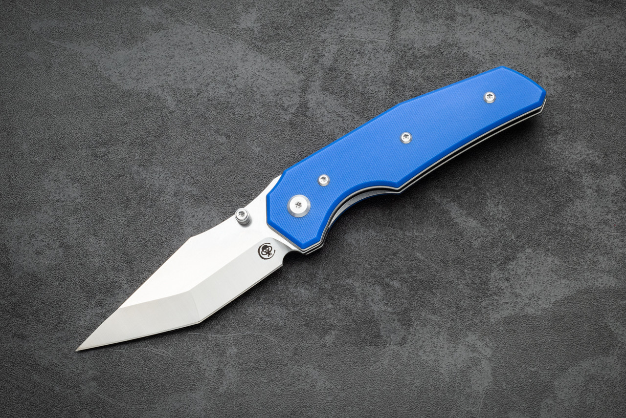 Chaves Knives Omega Street Liner Lock Satin Blade w/ Blue G-10 Handle