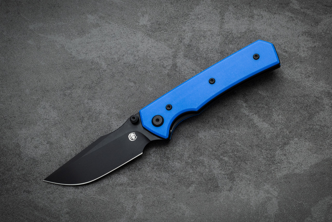 Chaves Knives The Arison Street Liner Lock Black Blade w/ Blue G-10 Handle
