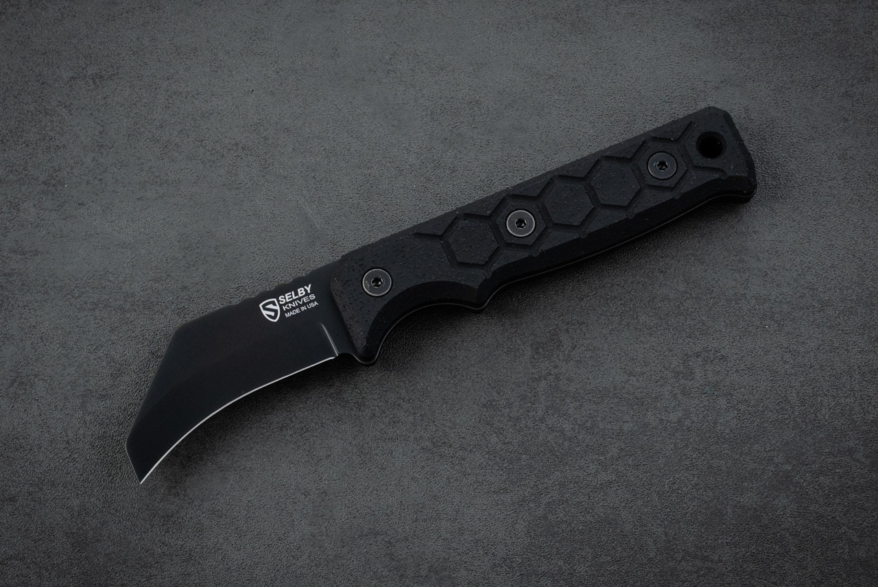 Selby Knives Lineman Skinner Fixed Blade MagnaCut Black w/ Black Grip-Tec™ GripX Handle and Sheath