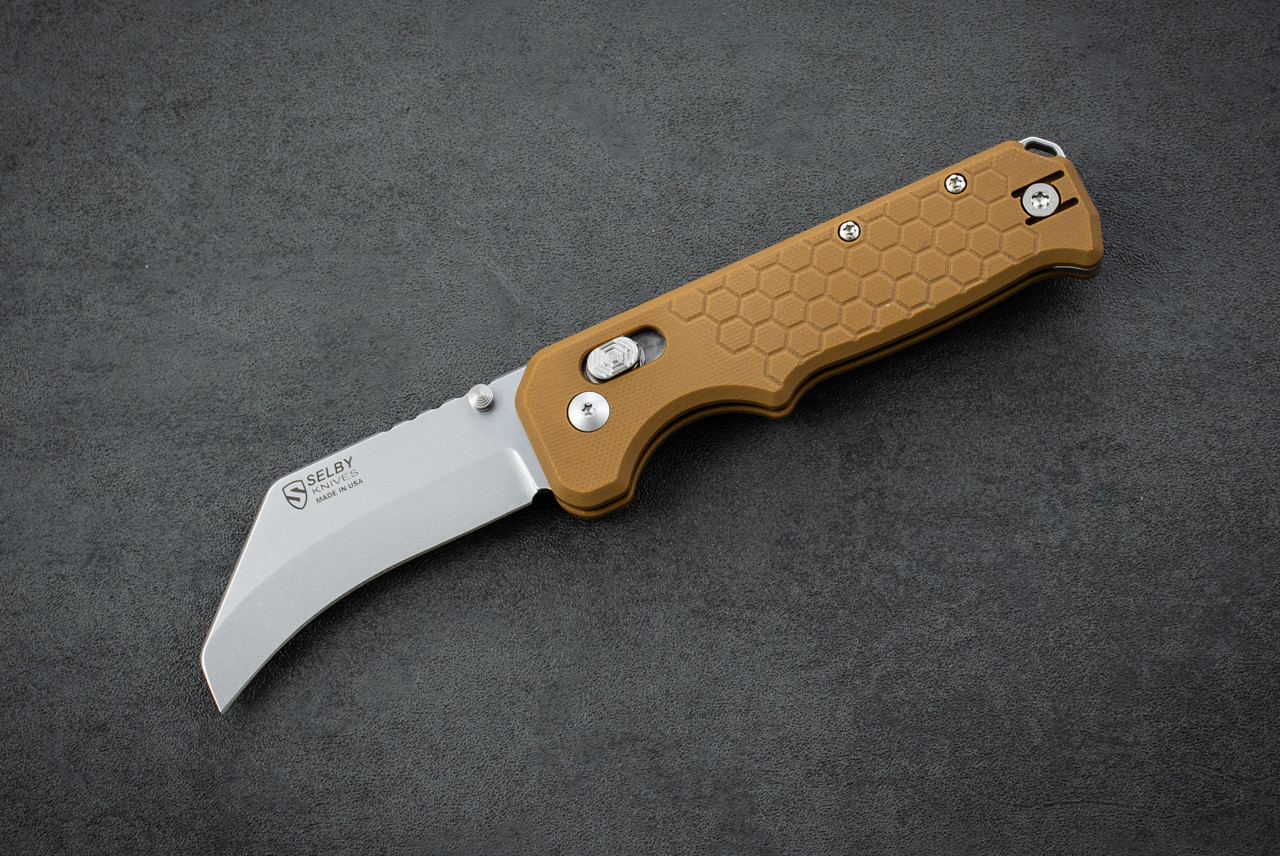 Selby Knives Lineman Folder Crossbar Lock MagnaCut Stonewash w/ Coyote Brown G-10 Handle