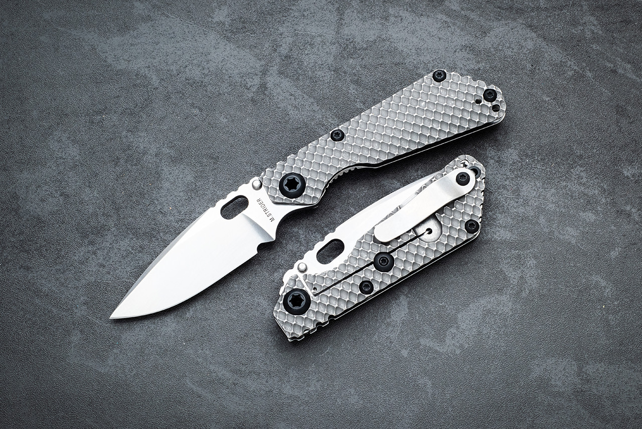 Strider Knives SnG DGG Folding Knife MagnaCut Stonewash Blade w/ Gunner Grip Titanium Frame Lock and Handle