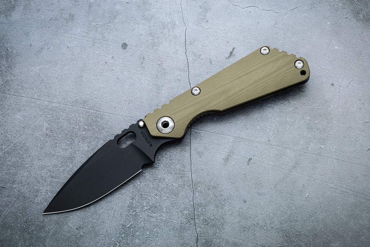 Strider Knives SnG CC Folding Knife PD1 Black Blade w/ Flame Anodized Frame Lock and OD Green G-10 Handle