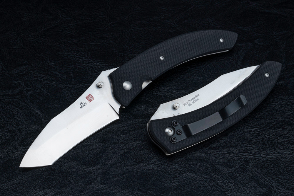Al Mar Knives Payara AM-PA2 First Production #089 of 200 Folding Knife Satin Blade w/ Black G-10 Handles 
