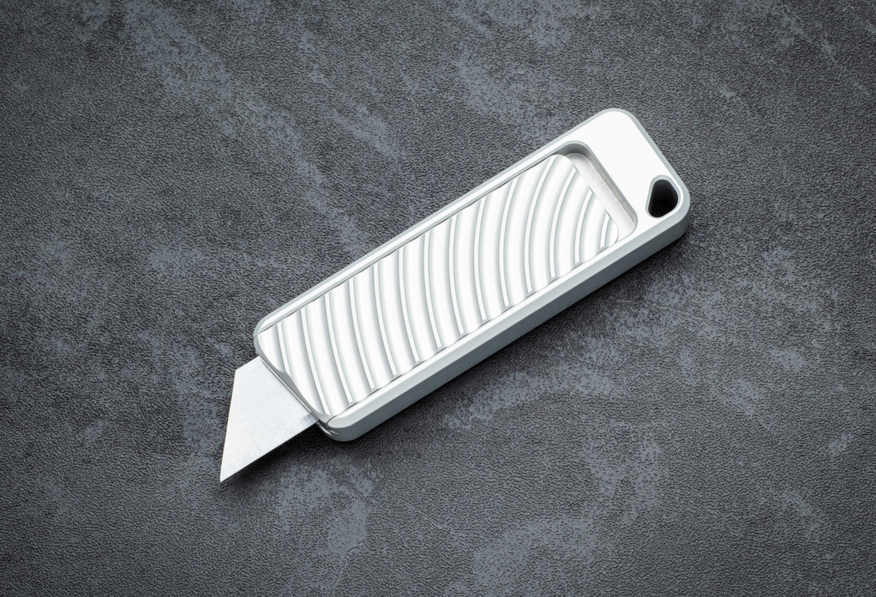 Rivery MFG Zero-G Utility Knife USA Made Original Pattern Gray Aluminum Handle w/ Lanyard Hole