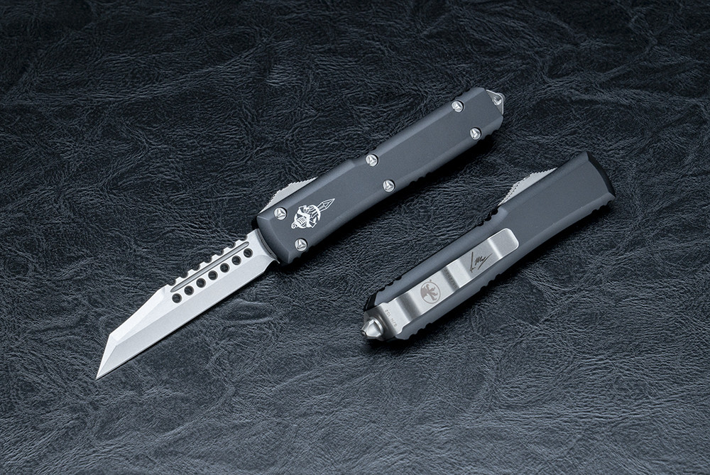 Microtech Knives Ultratech Warhound Signature Series OTF Automatic Knife Stonewashed Blade w/ Black Handle - 119W-10S - OPEN BOX FINAL SALE