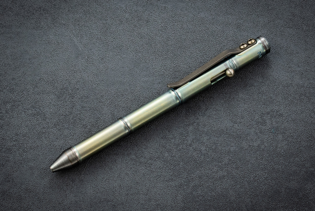 Fellhoelter Knives TiBolt Full Size Titanium Pen Bamboo CPTN AXEL Custom Cerakote