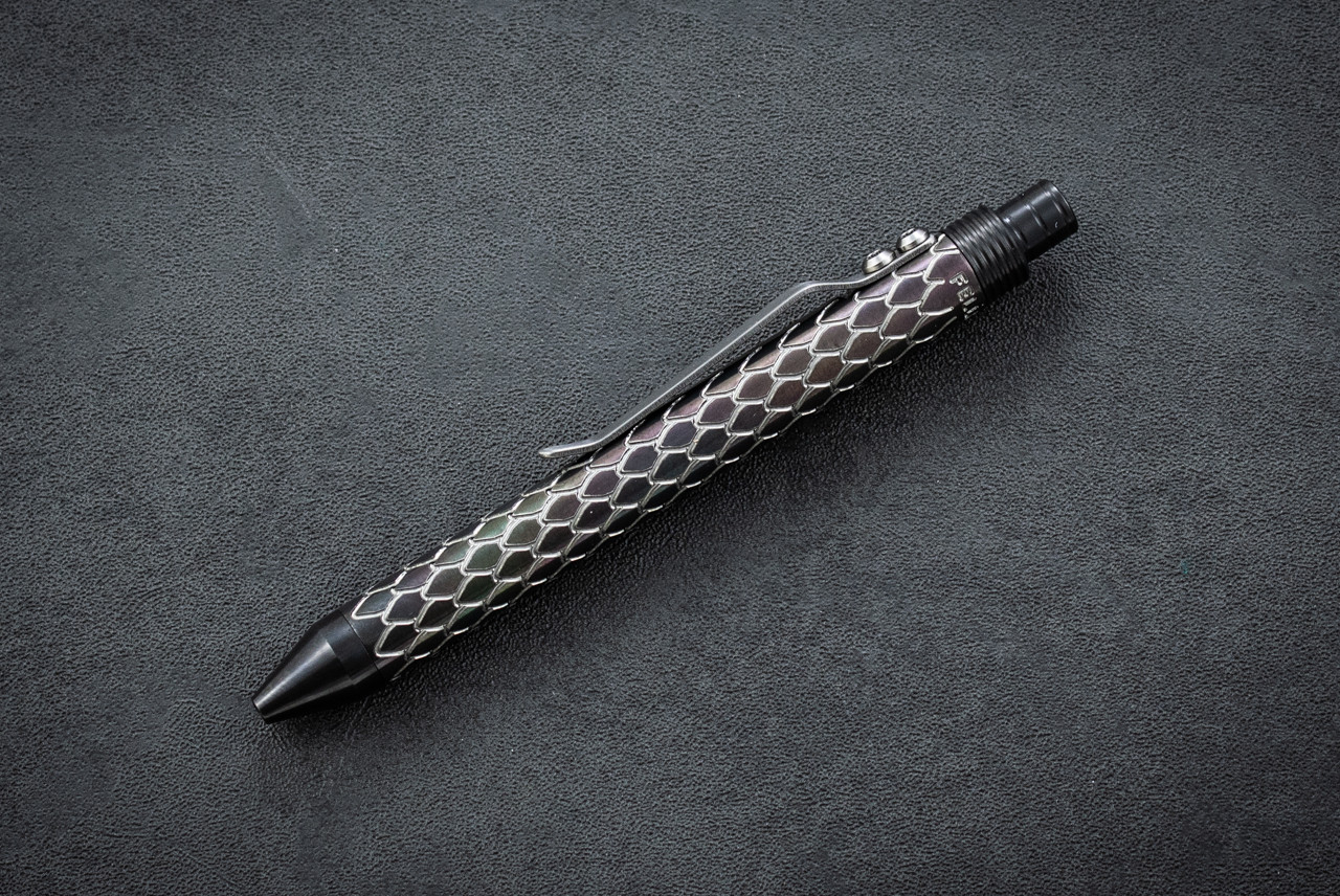 Fellhoelter Knives G2 TiCkler Zirconium Pen Dagon Scale Rainbow Finish 