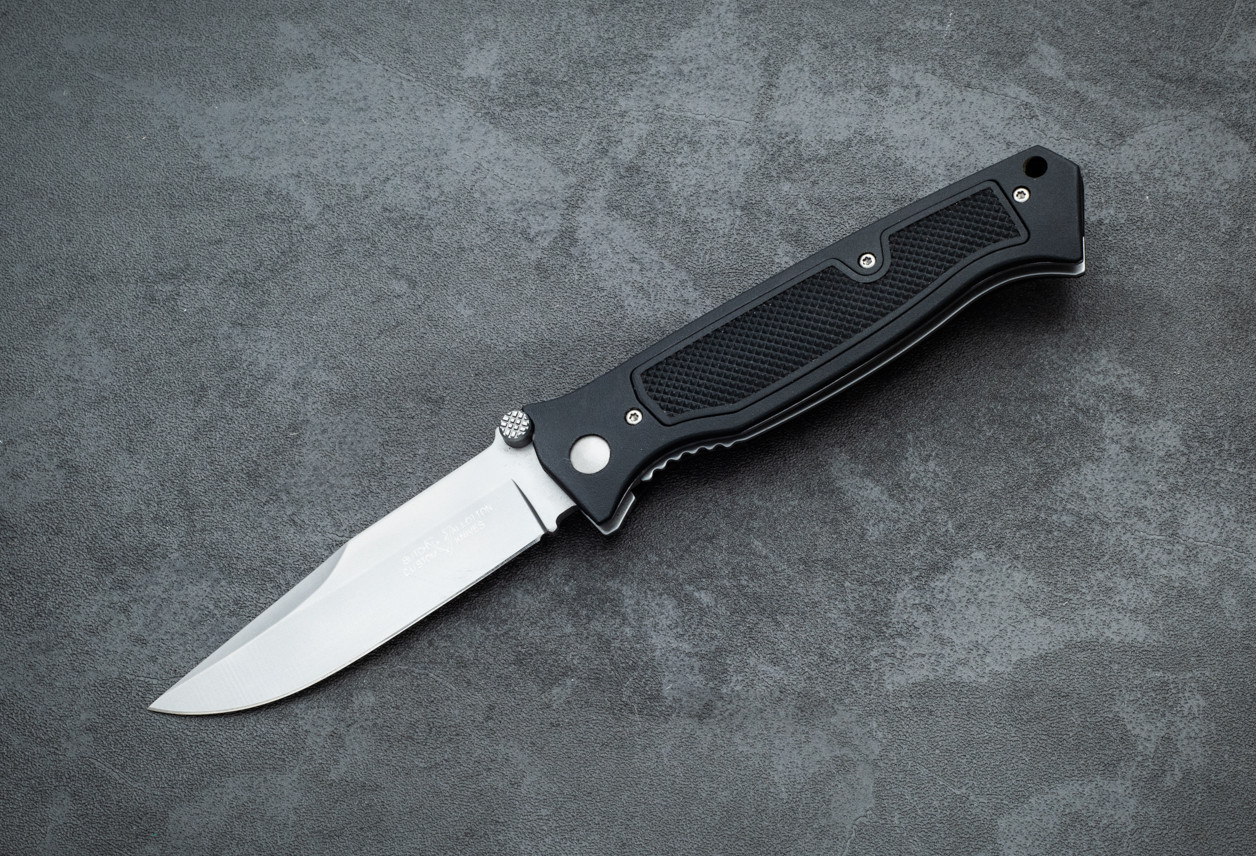 Butch Vallotton Chameleon D/A Scale Release Automatic Knife Bead Blast w/ Black FRN Handles 