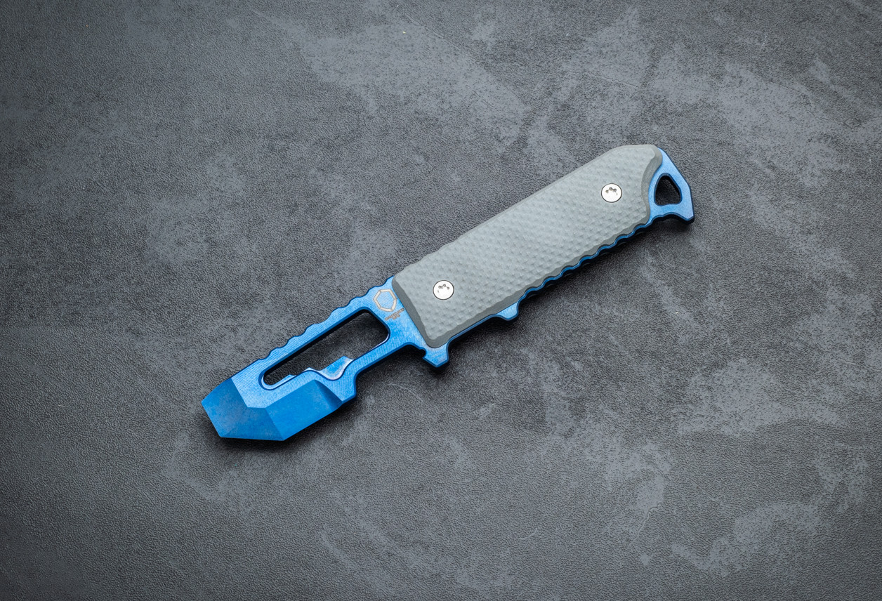Dauntless Manufacturing The Hiker F.I.D.O. Blue Titanium w/ Gray G-10 Handle and Sheath