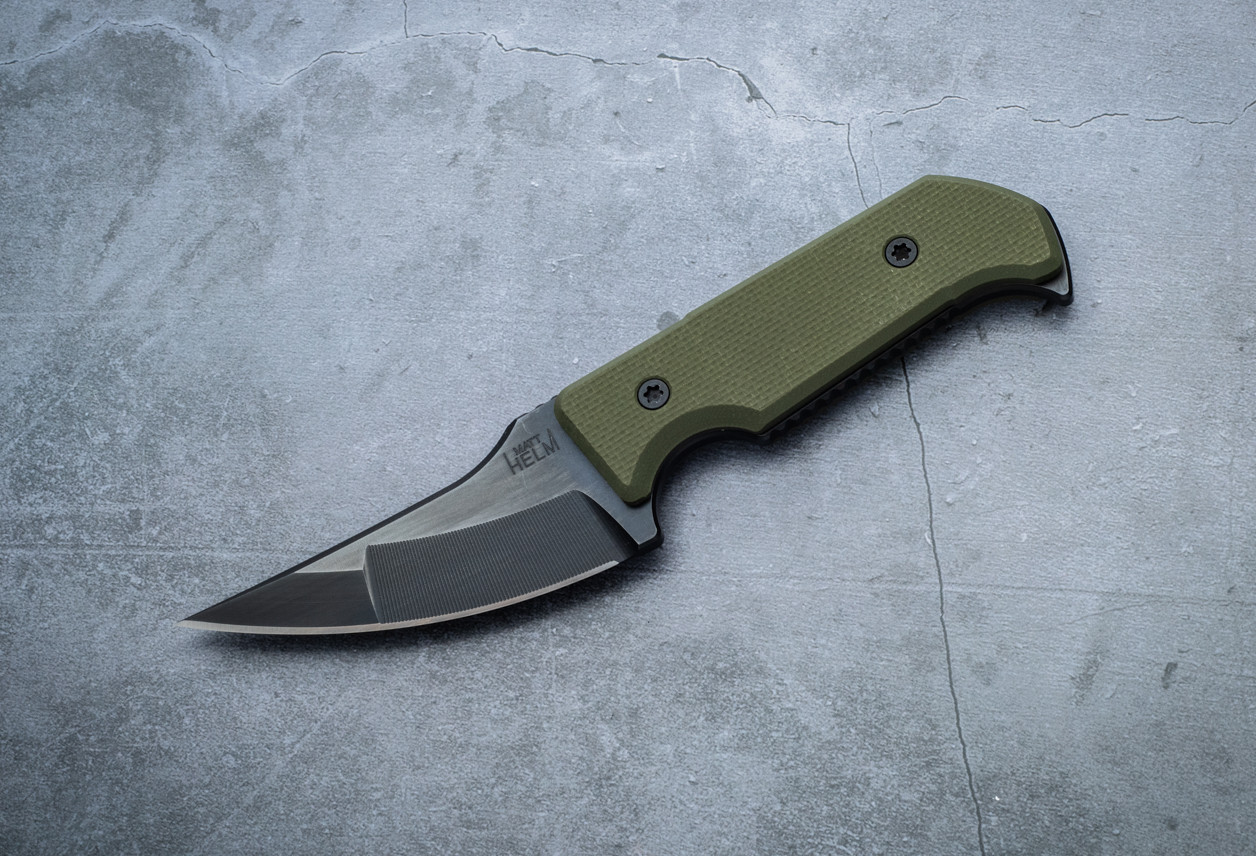 Dauntless Manufacturing Matt Helm Work Knife V3 Fixed Blade Persian Black Nitrite w/ Peel Ply OD Green G-10 Handle and Sheath