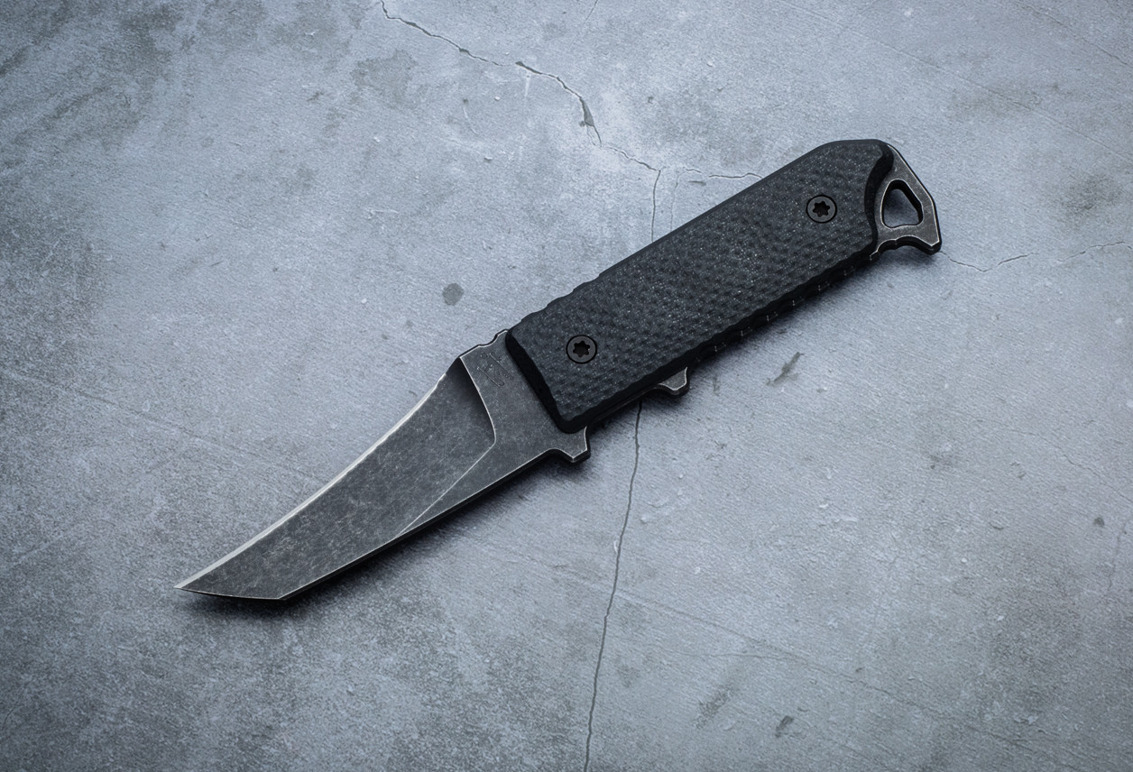 Dauntless Manufacturing The Hiker Fixed Blade 80CRV2 Pikal Black Oxide w/ Black G-10 Handle and Sheath