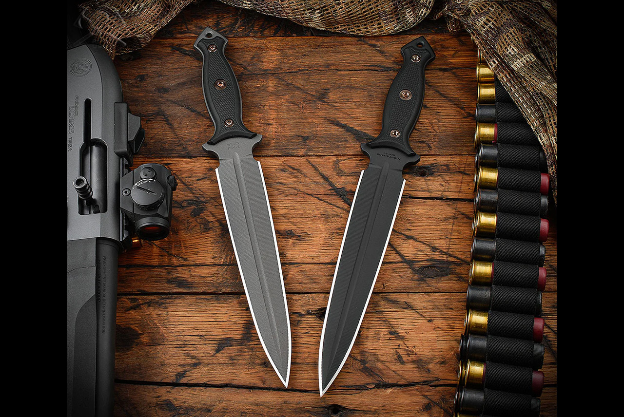 RMJ Tactical Nightshade Fixed Blade Dagger Knife w/ Black G-10 Handles and Sheath