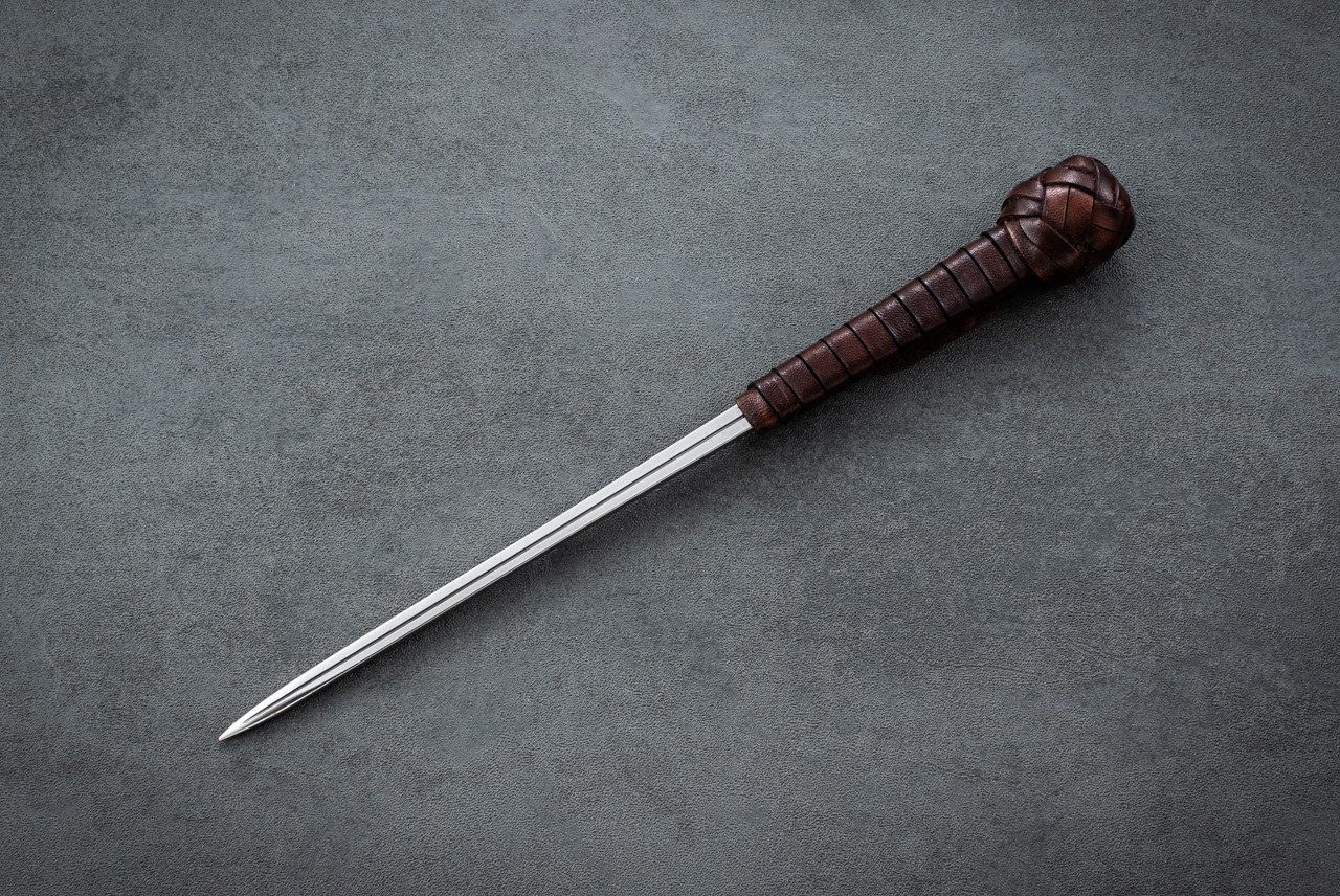 Miodrag Beslin 5.50" Ice Spike w/ Brown Leather Handle and Sheath #44