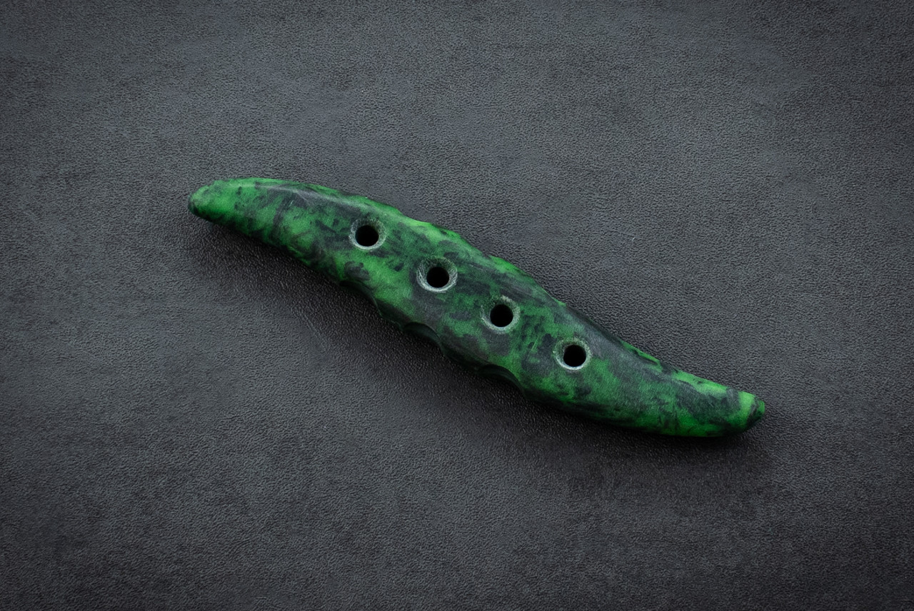 PBJ Handmade Knives Cyclone Stick w/ Groove Green Shredded Carbon Fiber GITD
