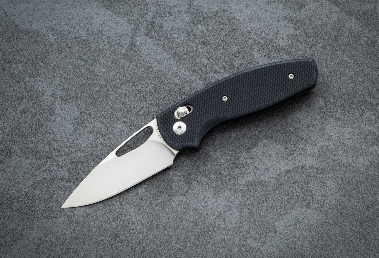 TRM Bulldog Rev B River-Lok Knife MagnaCut 2-Part Tumbling Blade Finish w/ Flat Textured Jet Black G-10 Handles