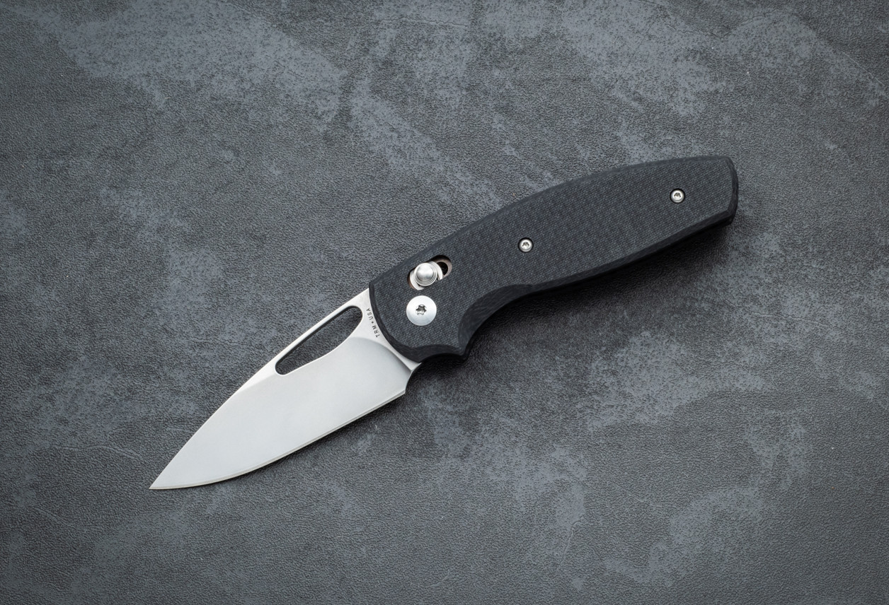 TRM Bulldog Rev B River-Lok Knife MagnaCut 2-Part Tumbling Blade Finish w/ Flat Textured Carbon Fiber Handles