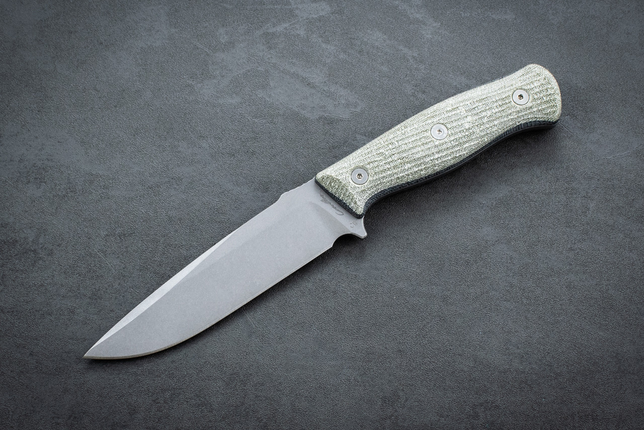 Carothers Performance Knives FK3 Field Knife CruWear Stonewash Blade w/ OD Green TeroTuf Handle and Stainless Steel Hardware