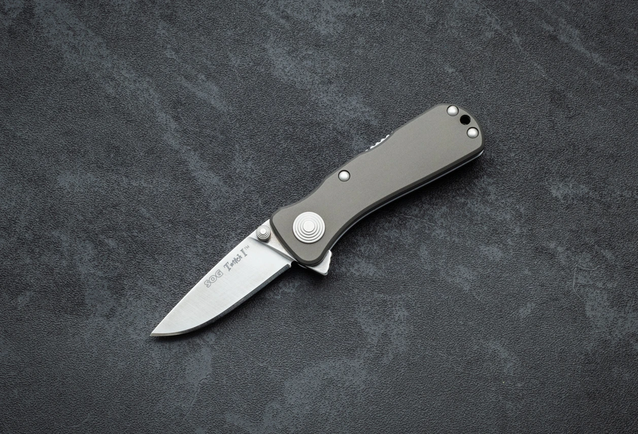 SOG Knives Twitch I Assisted Opening Knife Satin Blade w/ Gray Aluminum Handle - TWI-7