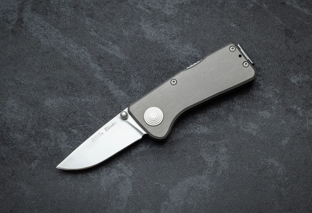 SOG Knives BLINK Assisted Opening Knife Satin Blade w/ Graphite Aluminum Handle - BBA-99