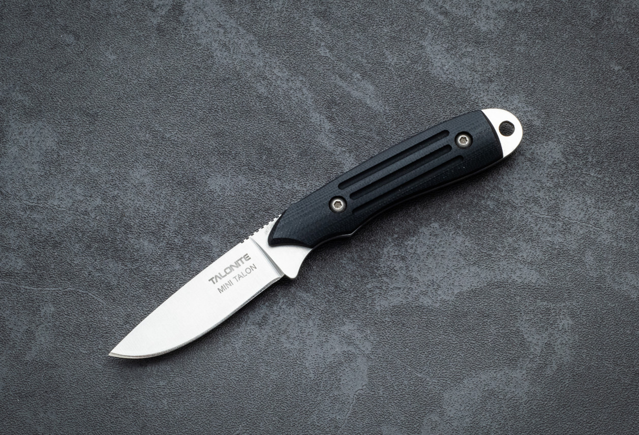 Camillus Cutlery Cuda Mini Talon Neck Knife Talonite Satin Blade w/ Black G-10 Handle and Sheath