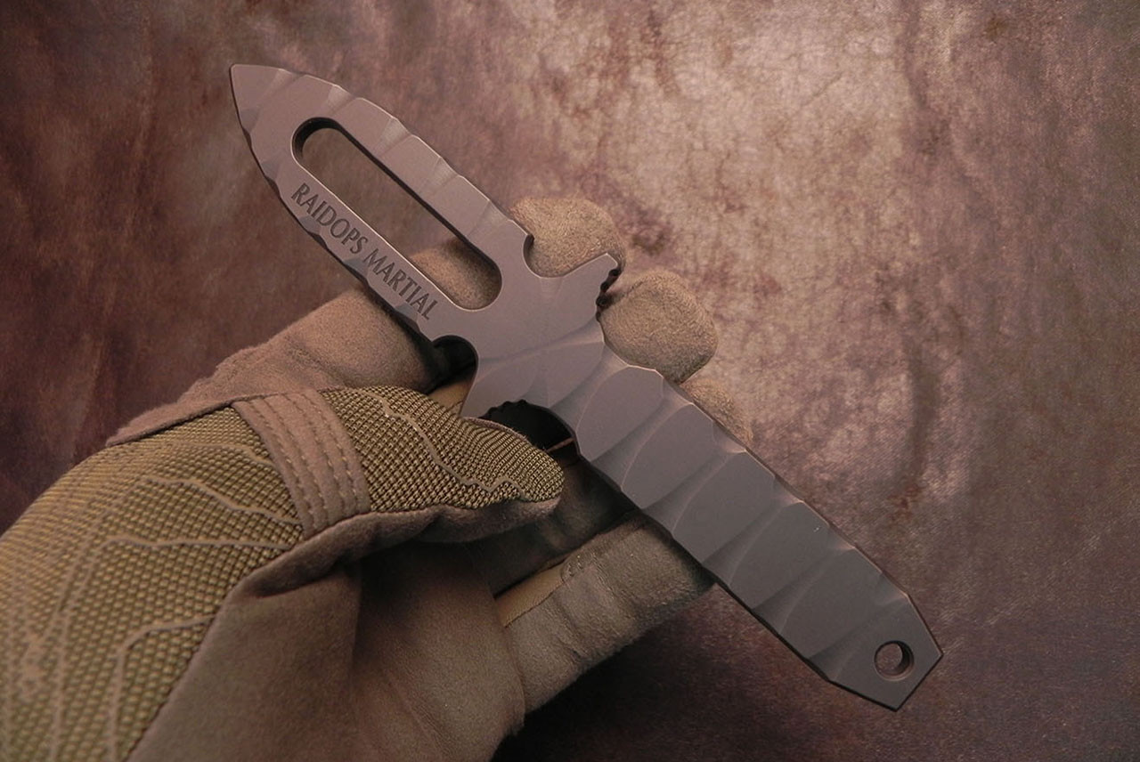  Raidops T-Dagger Fixed Blade TRAINER Titanium Dark Brown Finish