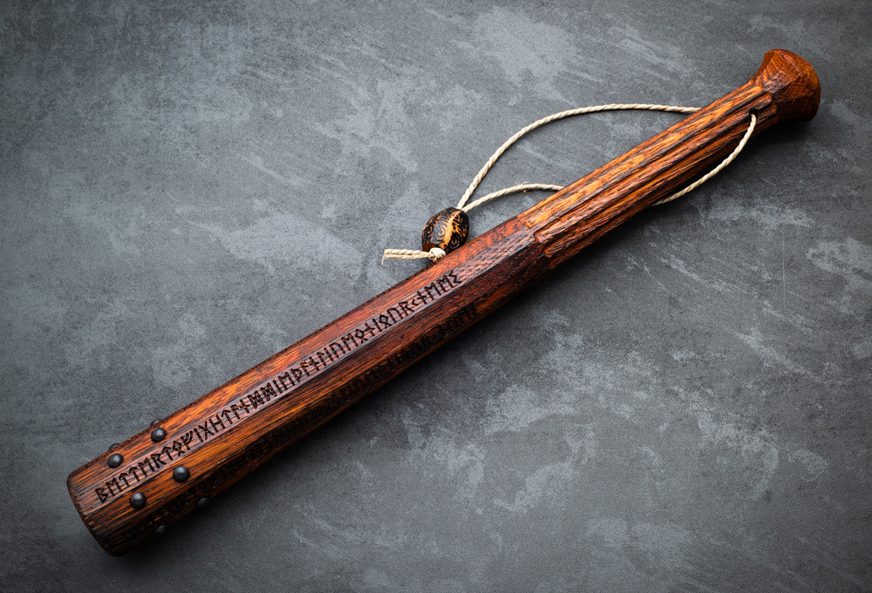 RMJ Tactical Gold Point Forge Viking Cudgel - B1 Brown Rune