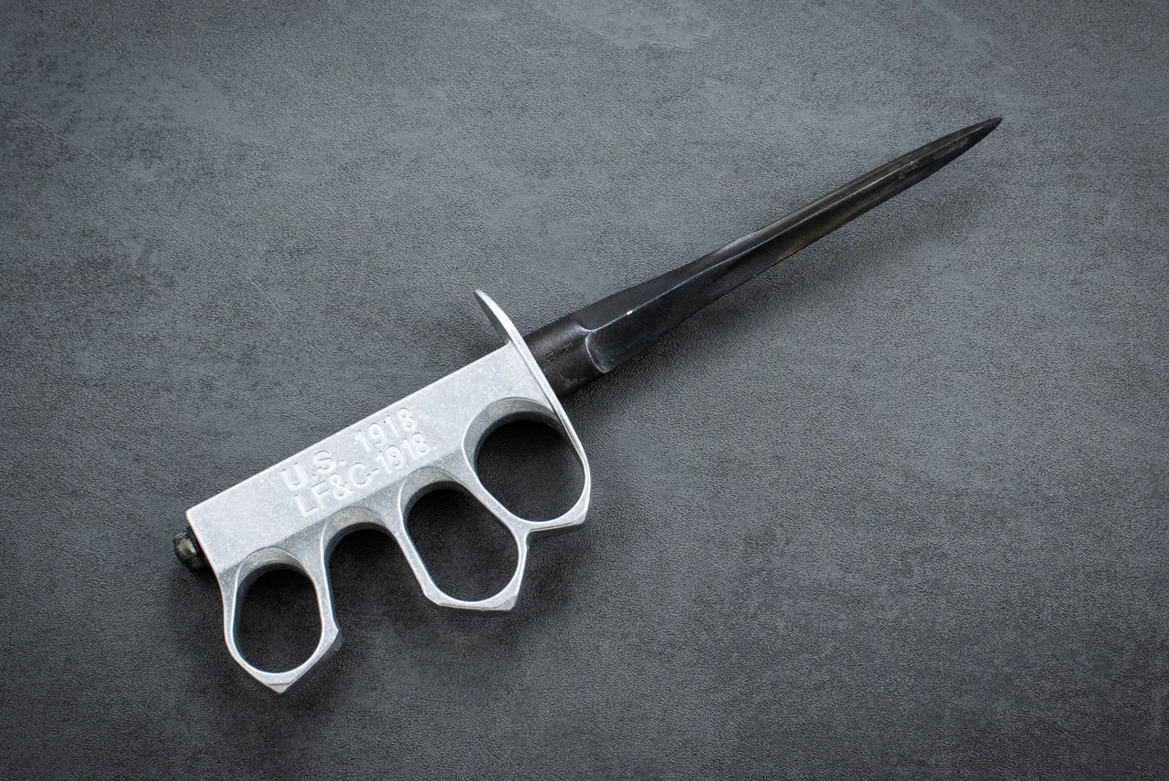 Fred Perrin Concept Custom Trench Knife w/ LF&C 1918 Cast Aluminum Handle and Sheath
