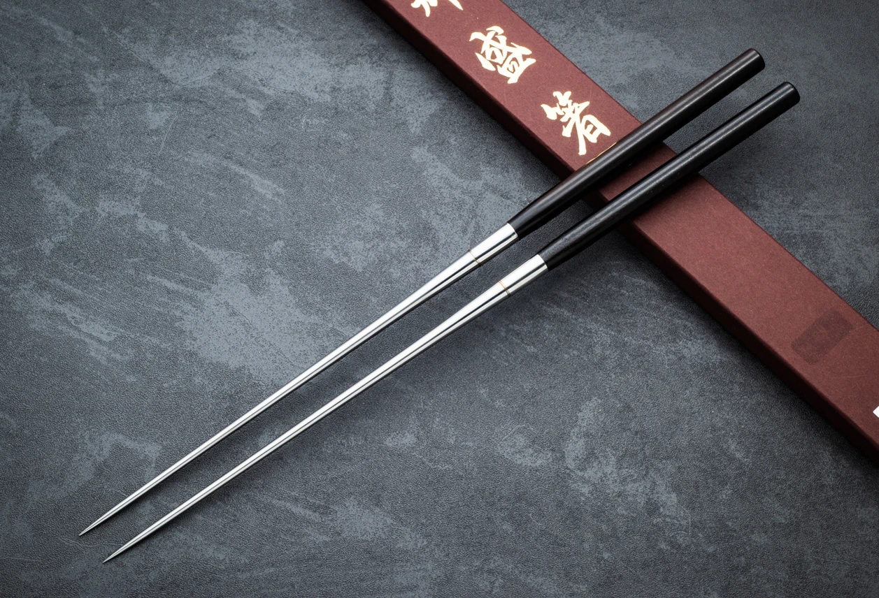 Moribashi Stainless Steel Chopsticks w/ Ebony Wood Handle