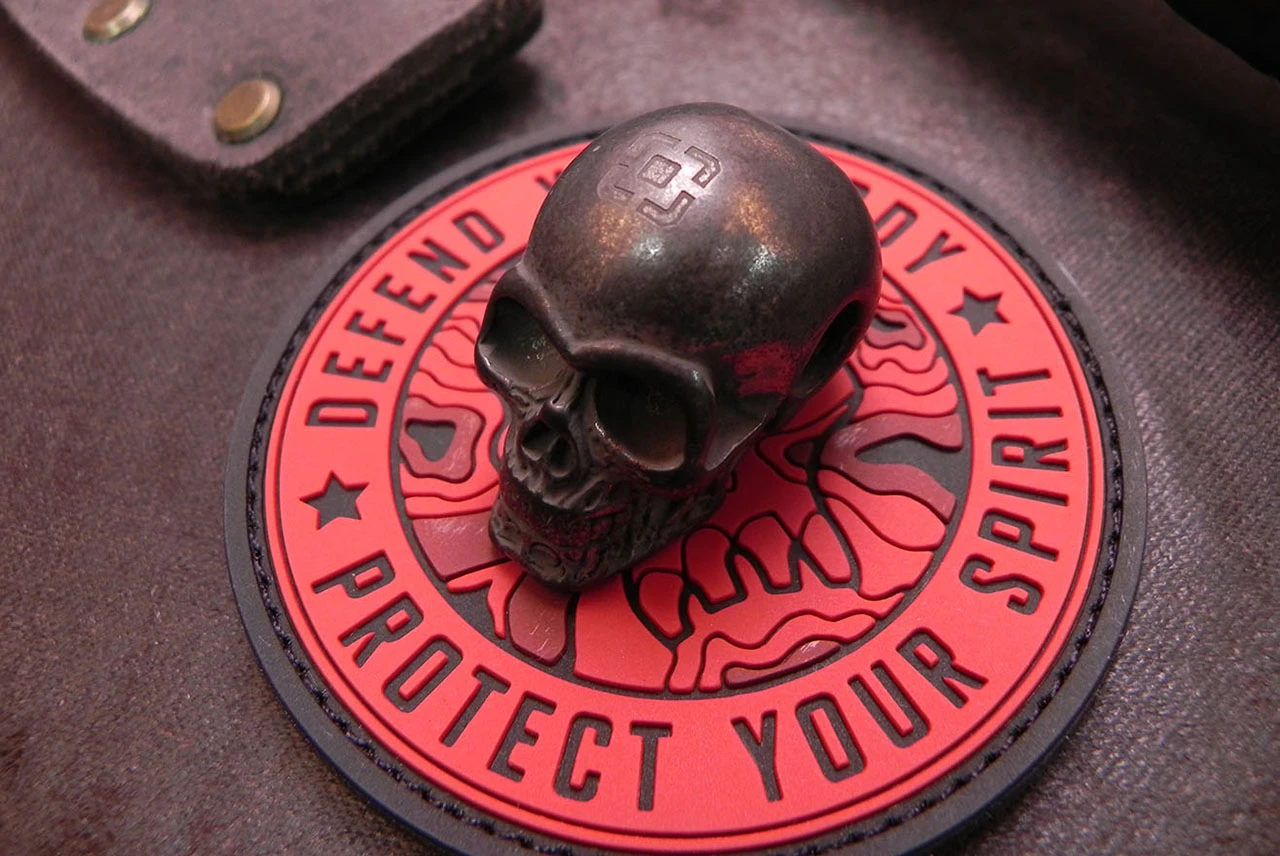 Raidops Skull Ghost Rider R Dark Gray Stainless Steel Pendant 