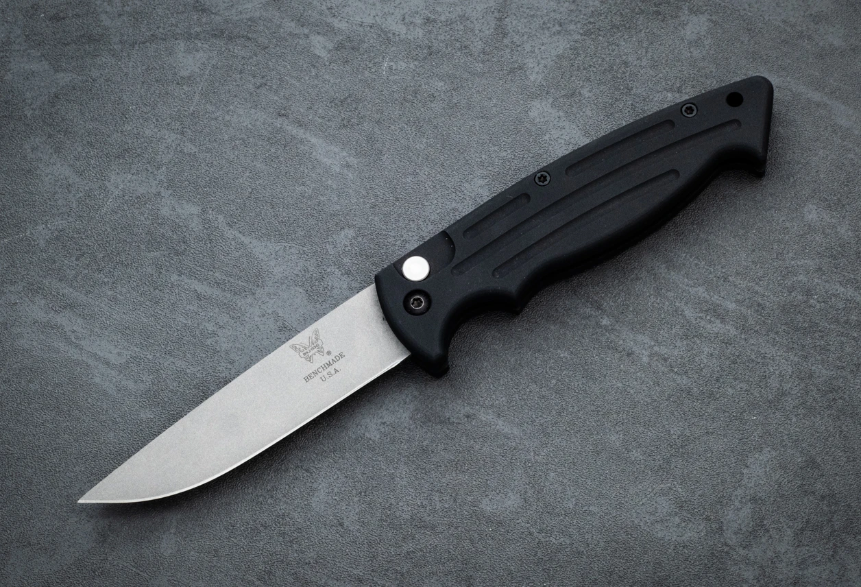 Benchmade 2550 Mini Reflex Automatic Knife Bead Blast Blade w/ Black Aluminum Handle