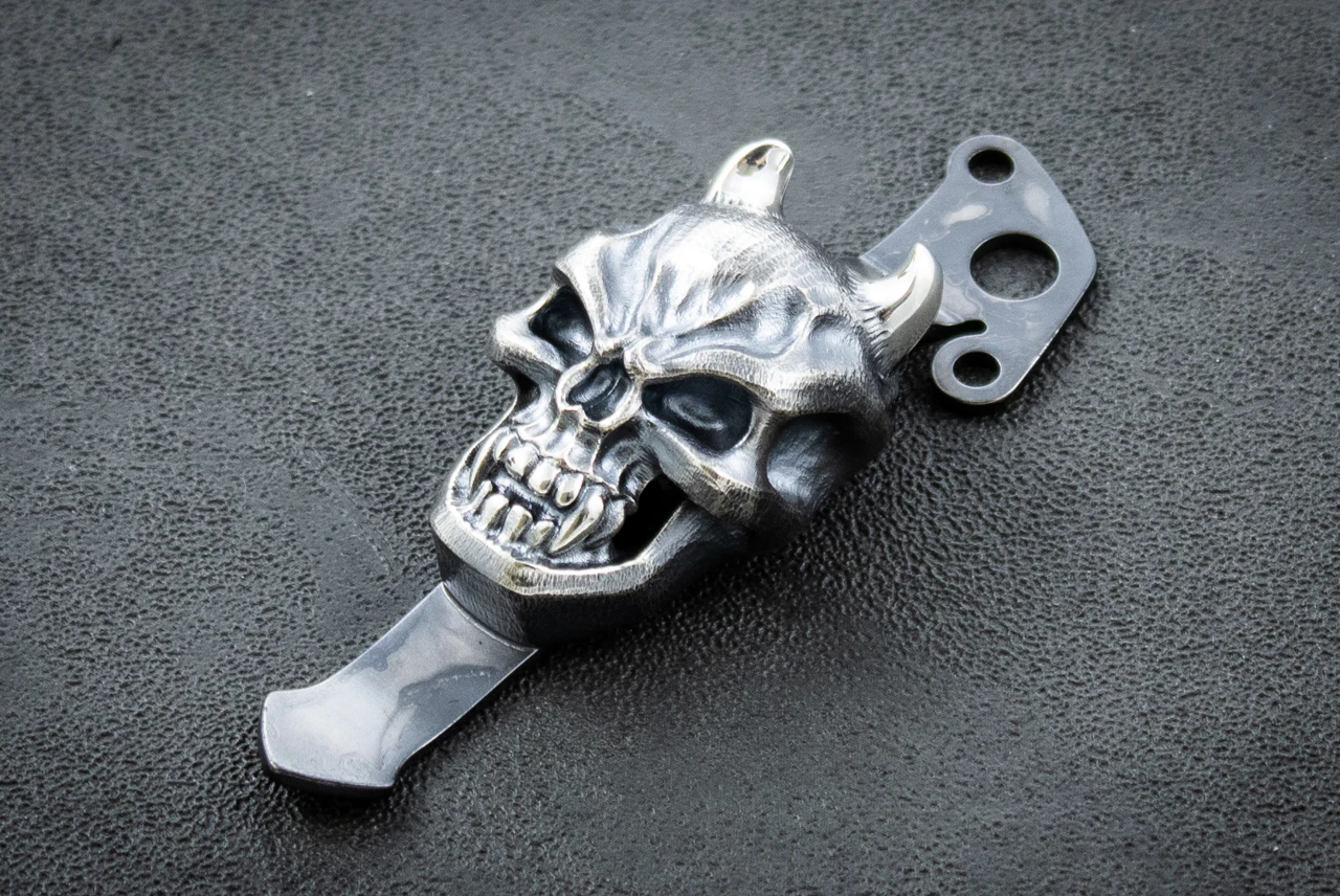 Steel Flame / Demko Knives Sterling Silver XL Hard Hannya Knife Clip