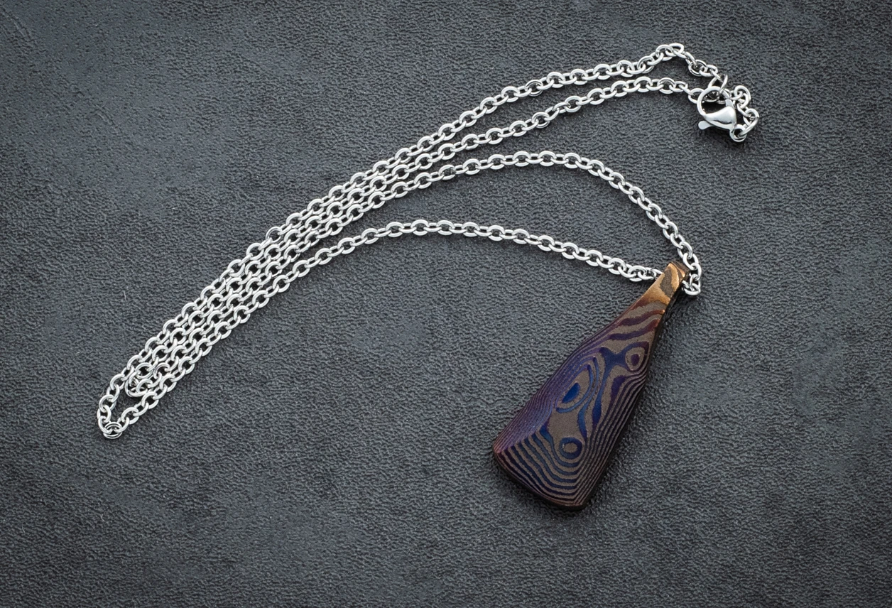 Audra Draper Chad Nichols Damascus Geo Stainless Drop Pendant