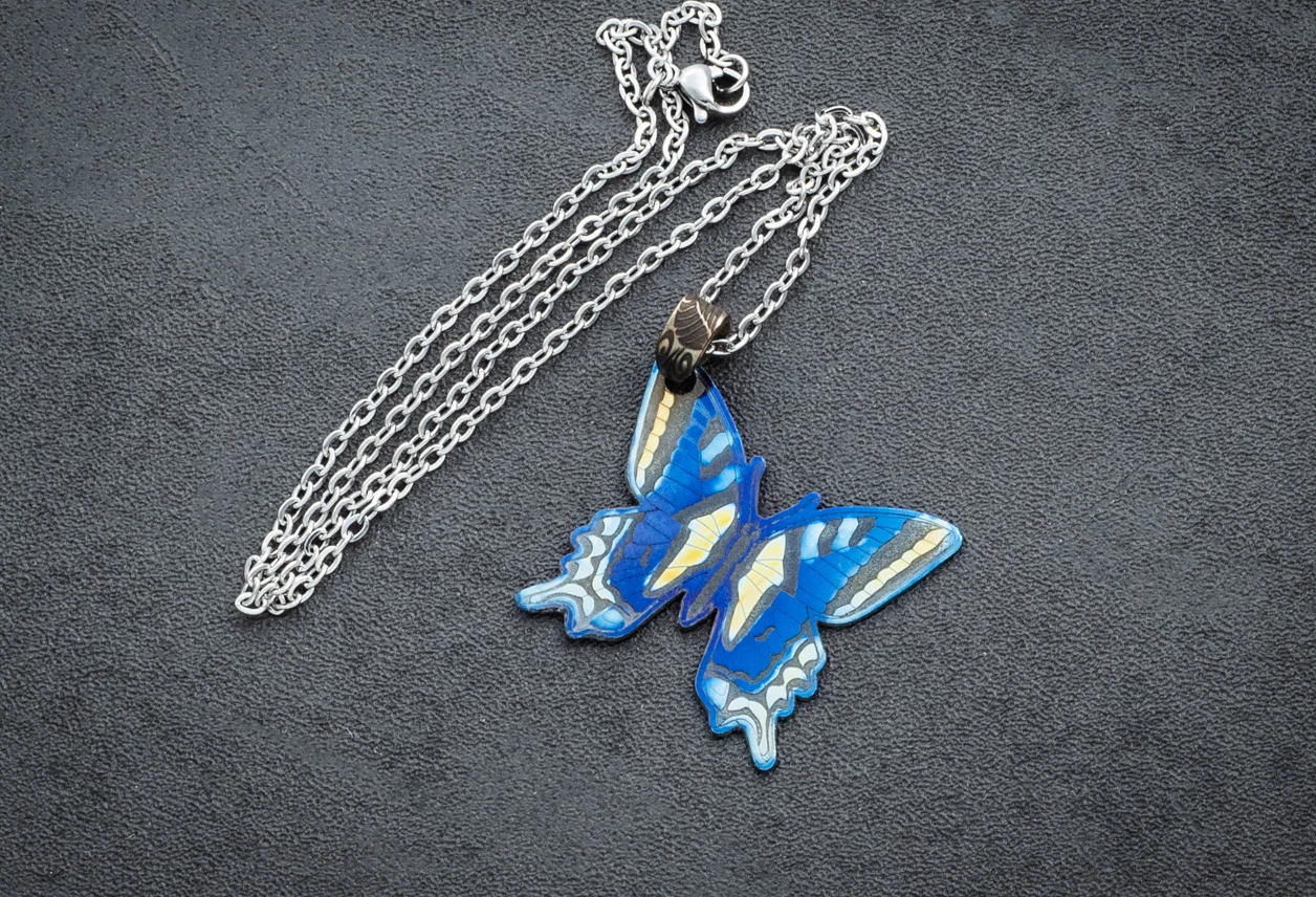 Audra Draper Chad Nichols Damascus Big Blue Butterfly Pendant