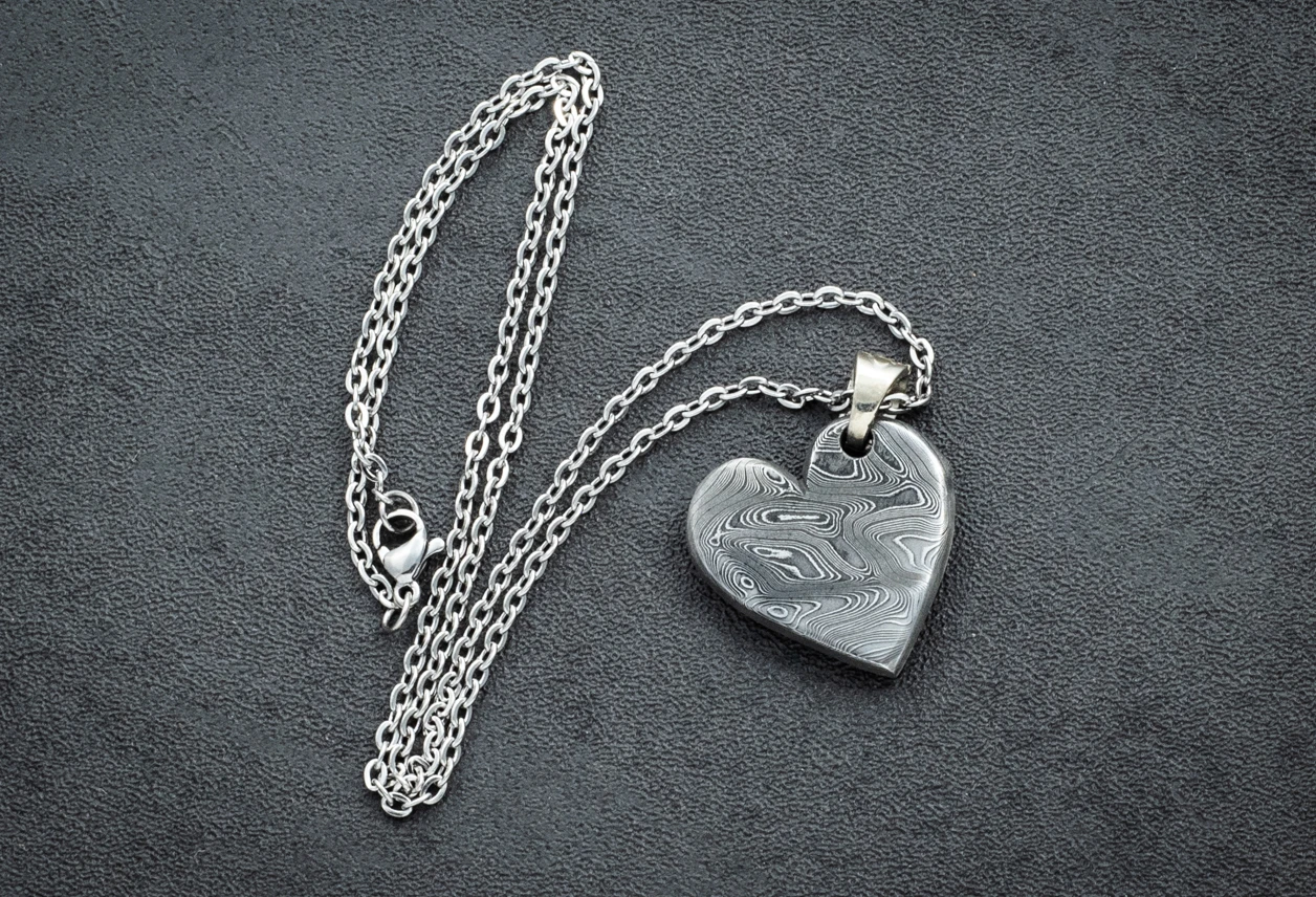 Audra Draper Chad Nichols Damascus Chaos Heart Pendant