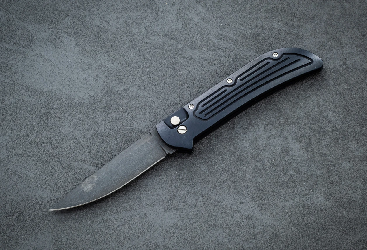 Charles Ochs Air Ops Automatic Knife Black Blade w/ Black Aluminum Handle