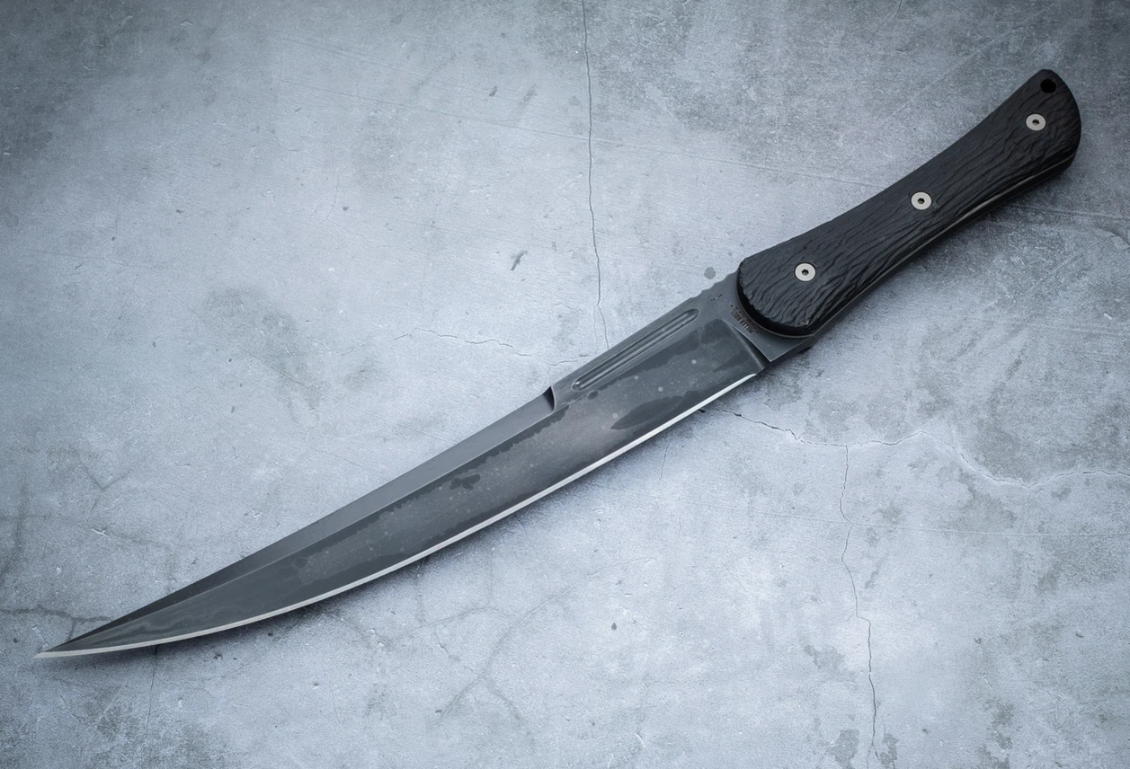 Miller Bros Blades M-34 Fixed Blade Knife Black w/ Black G-10 Handle and Sheath